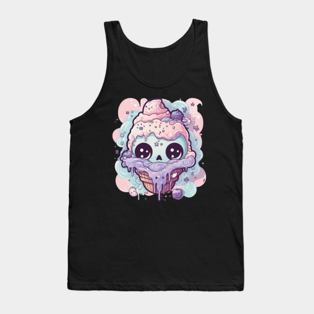 Kawaii Ice Cream Zombie Food Monsters: When the Cuties Bite Back - A Playful and Spooky Culinary Adventure! Tank Top by HalloweeenandMore